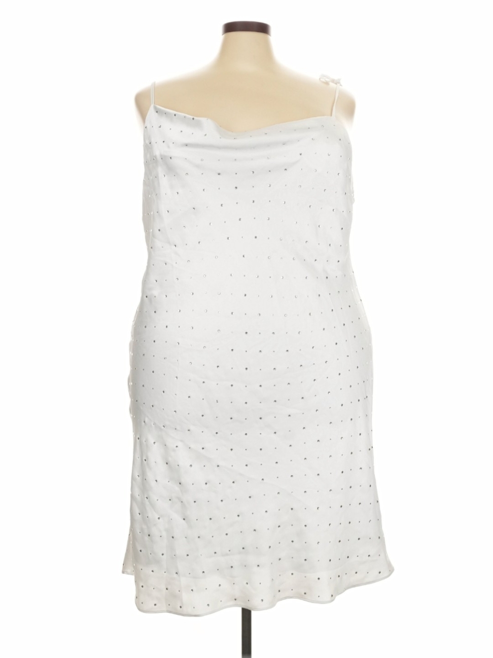 Bridal By Eloquii White Cowl Neck Beaded Midi Dress Plus Size 26